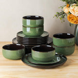Ceramic Dinnerware Sets for 4,Porcelain Plates and Bowls Sets,Handmade Reactive Glaze Dishes Set,Oven&Dishwasher &