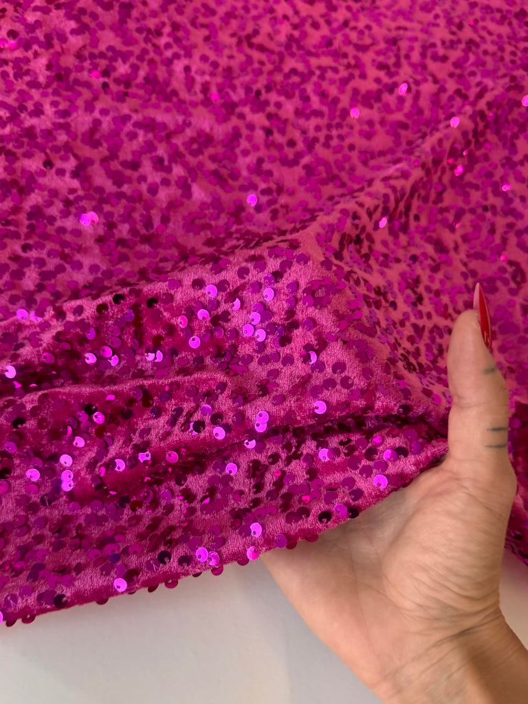 Sequin Velvet Fabric Soft Stretchy Cloth Glittering Sequins - Perfect for Dressmaking and Christmas Decor - 1 Yard of