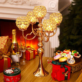 4 Pcs 5 Arm Crystal Candelabra Centerpieces for Tables 21.5 Inch Tall Crystal Candle Holders Bowlrty Events Table