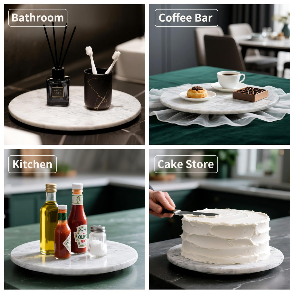 Marble Lazy Susan, 12" Lazy Susan Board with Silent Rotating