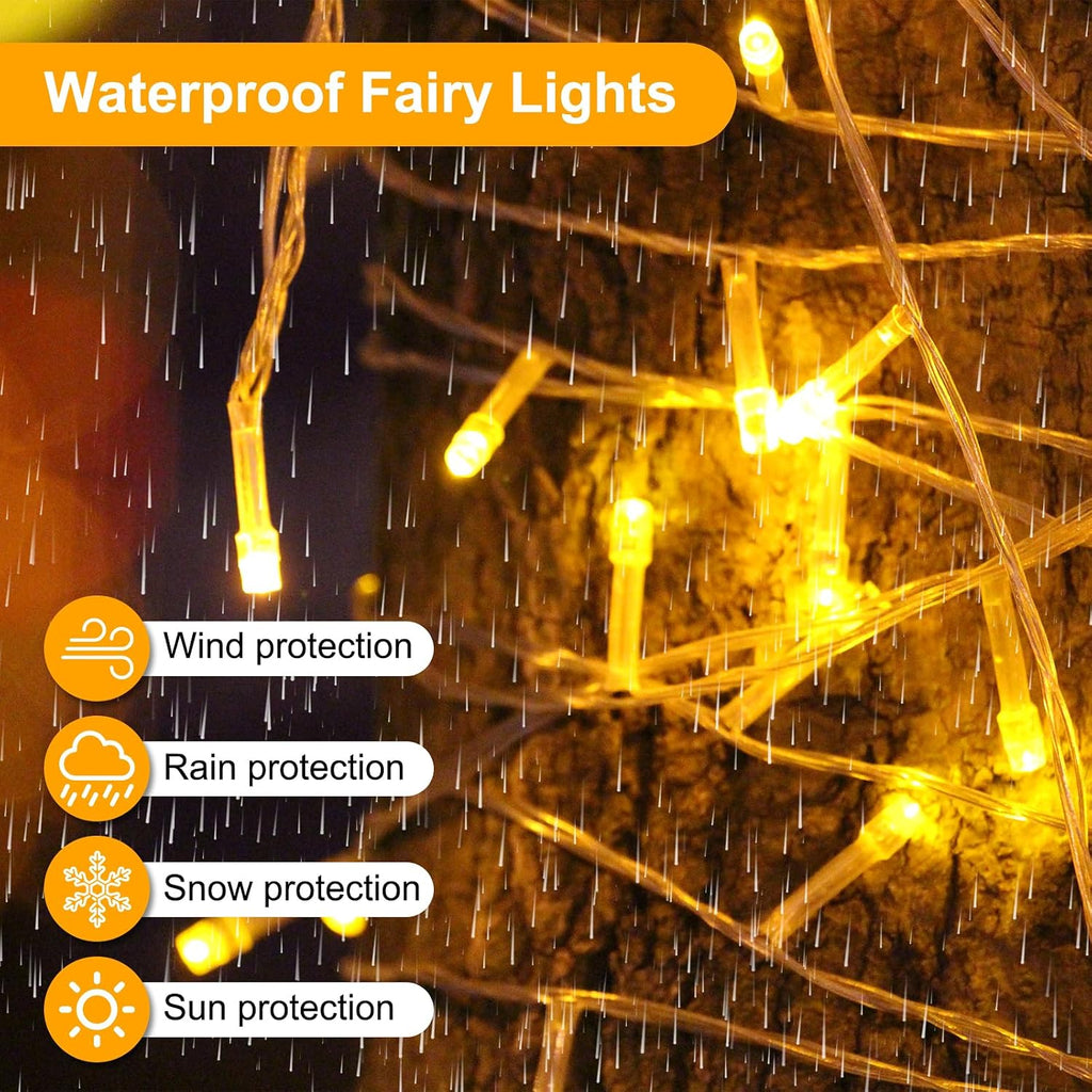 200FT 600LED Christmas Lights Plug ,Warm White Waterproof Fairy Lights with Timer/8 Modes, Christmas Tree Lights