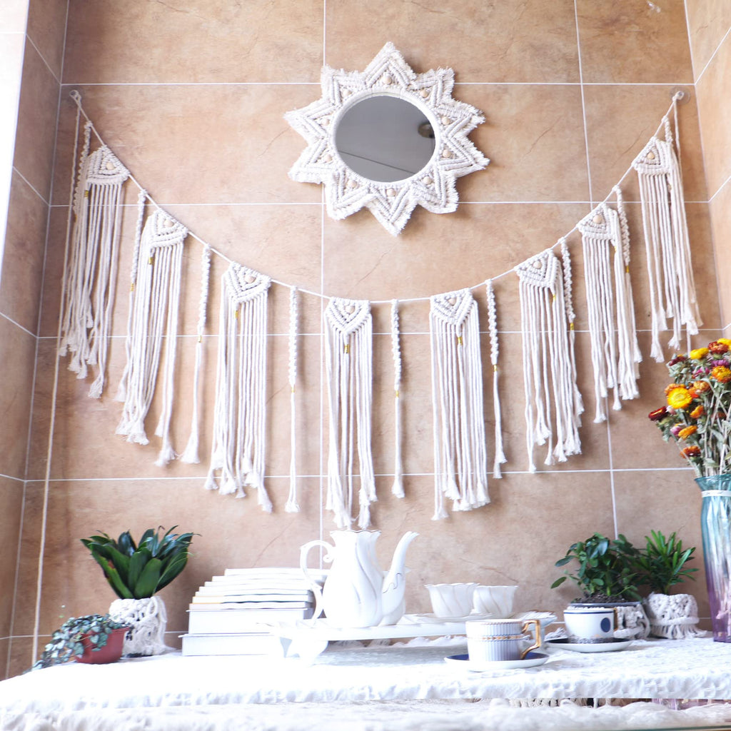 Macrame Wall Hanging Boho Tapestry Banner Garland Decor