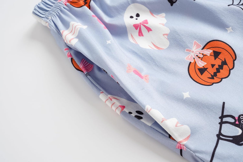 Girls Summer Pajama Sets Button Down Top & Shorts Sleepwear