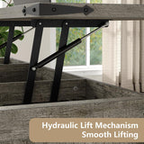 Lift Top Coffee Table, 47.3'' Farmhouse Coffee Table with Large Hidden Storage Compartment & Sliding Barn Doors