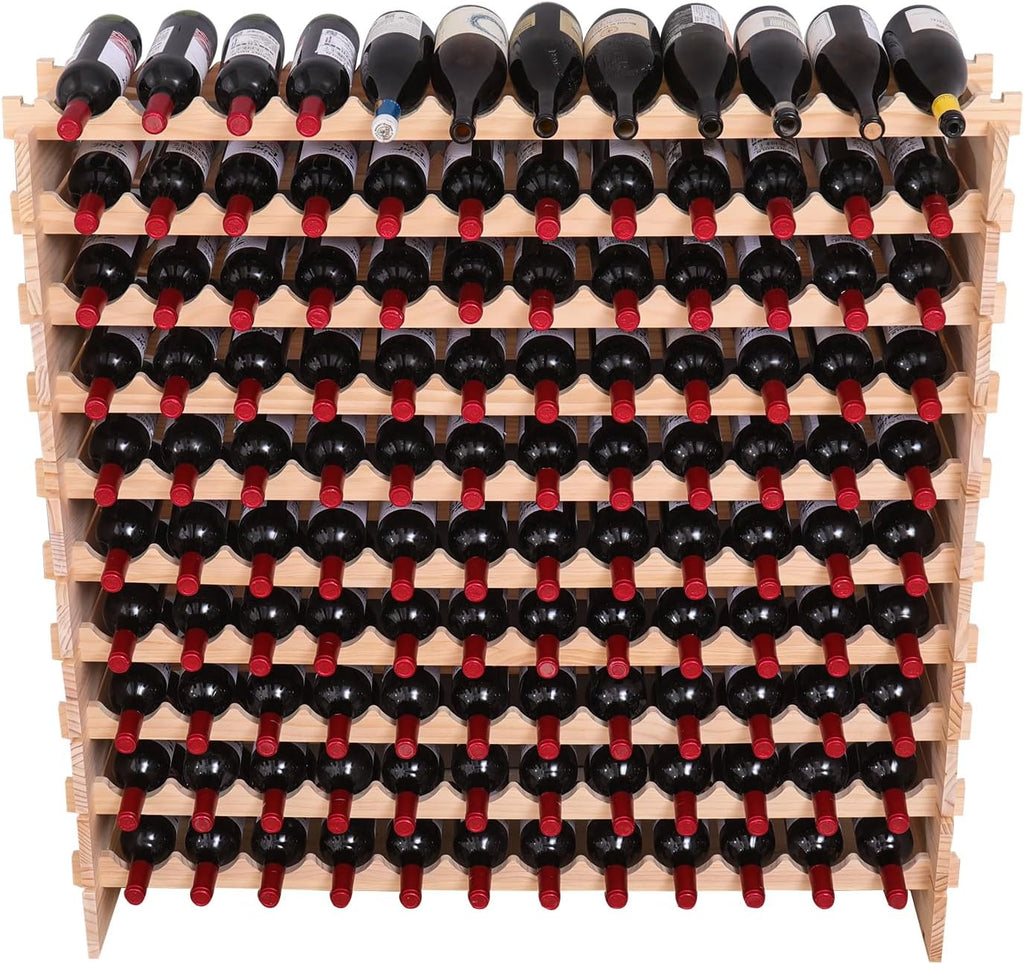 Wood Stackable Storage Modular Wine Rack Cabinet 120 Bottle freestanding Floor Wine Bottle Holder Display Shelves