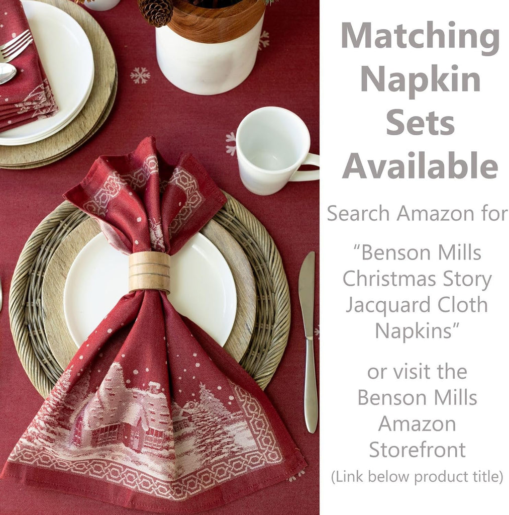Engineered Jacquard Heavyweight Fabric Table Cloth, Holiday, Winter, and Christmas Tablecloth (Chris