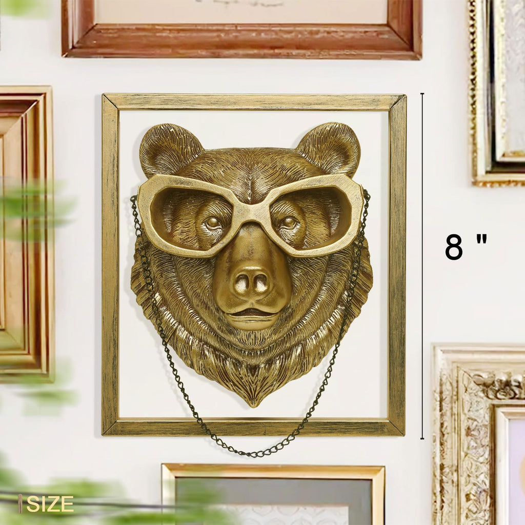 Animal Heads Wall Decoration (Gift Metal Frame) Resin Animals Sculptures Head Wall Hanging Decor Gold vintage Wall