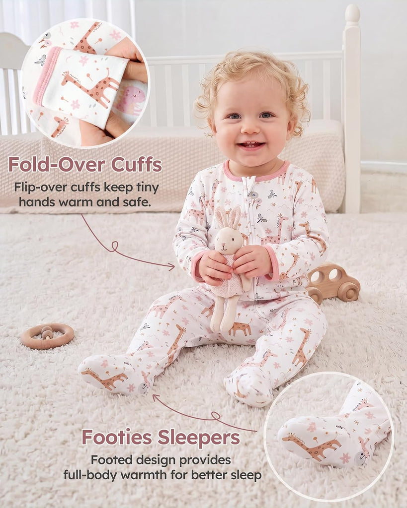 Sleepers 100% Organic Cotton Pajamas for 0-3 3-6 Boys Girls Clothes Footed Pjs
