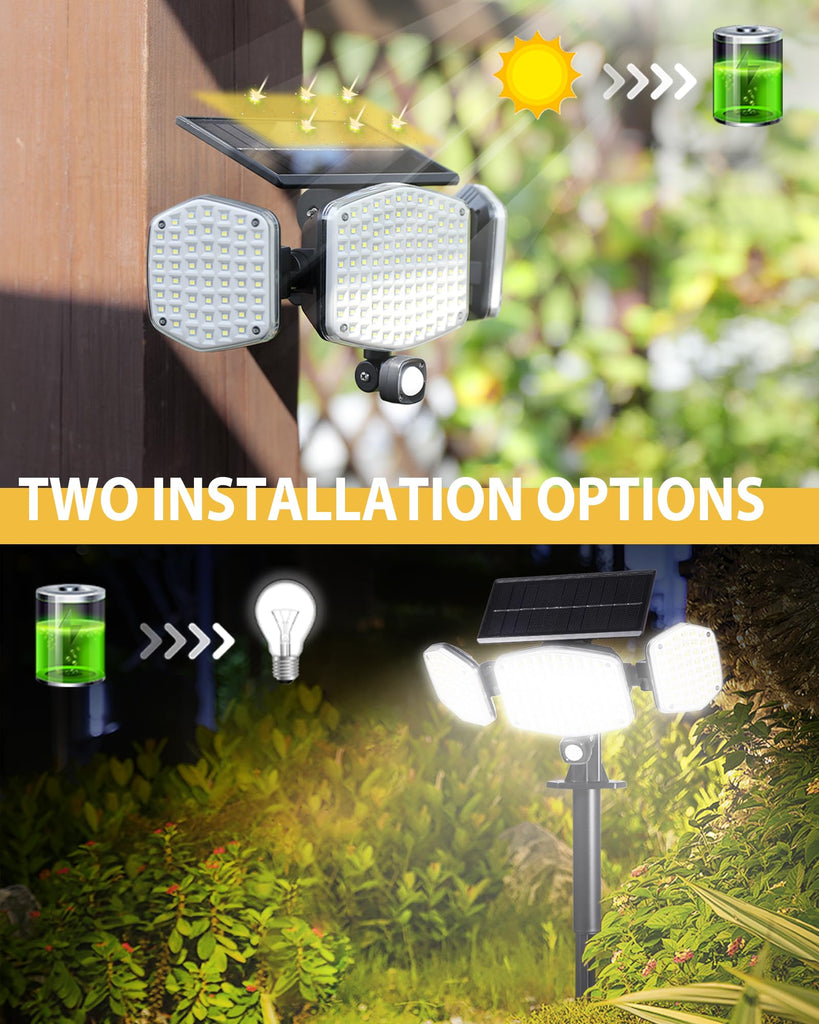 Solar Motion Sensor Outdoor Lights with Stakes, 2 Pack