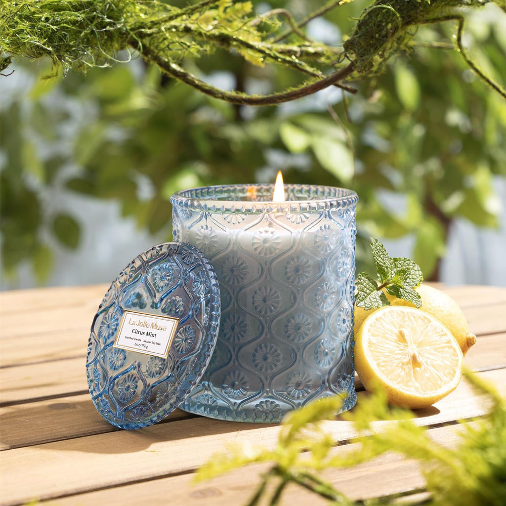 Mint Scented Candles, Natural Soy Wax, 40 Hrs