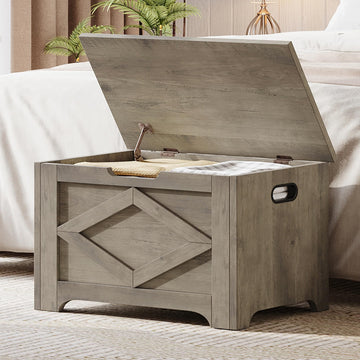 Storage Chest, Wooden Storage Bench, Modern Style Lift-Top Shoes Bench with Safety Hinge, Supports 300 Lb and Easy