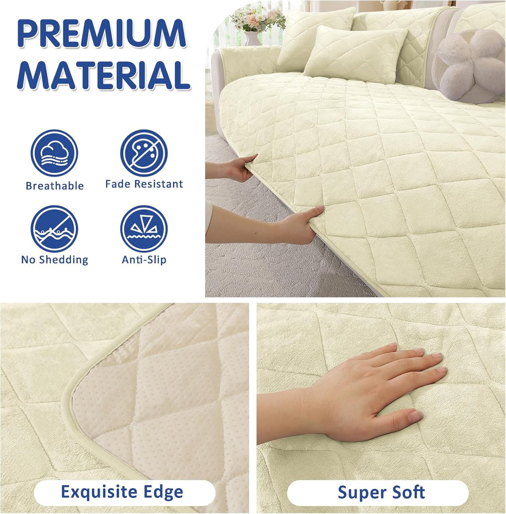 Fuzzy Couch Covers for Dogs Pet Sofa Cover with Non Slip Backing