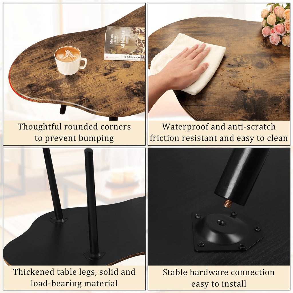Small Cloud Coffee Table Wooden Living Room Center Table Glossy Brown