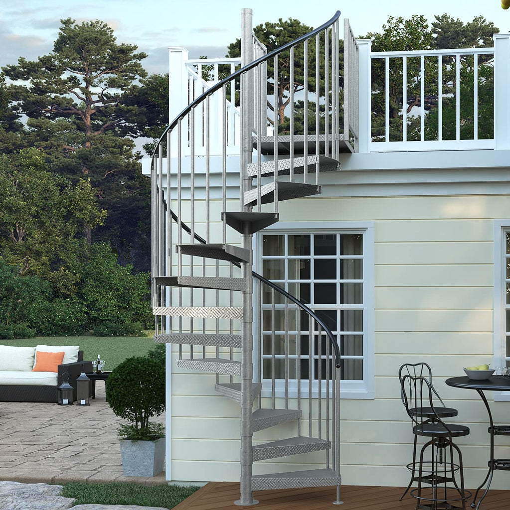 Reroute Industrial Galvanized Exterior 60in Diameter, Fits Height 119in - 133in, 2 36in Tall Platform Rails Spiral
