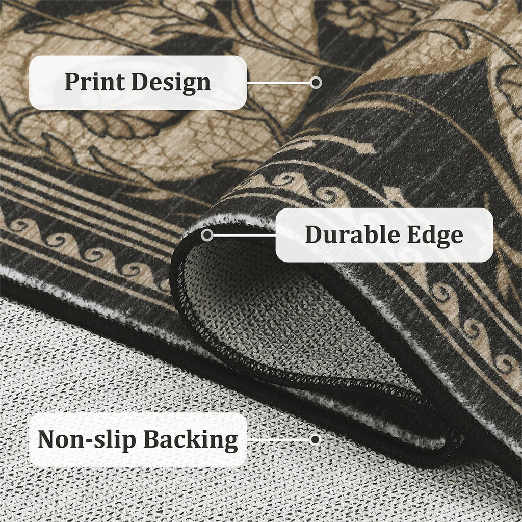 Snake Washable Runners s 2x6 Runner Rug Non Slip with Rubber Back Forest Soft Low-Pile Stain Resistant Thin Carpet