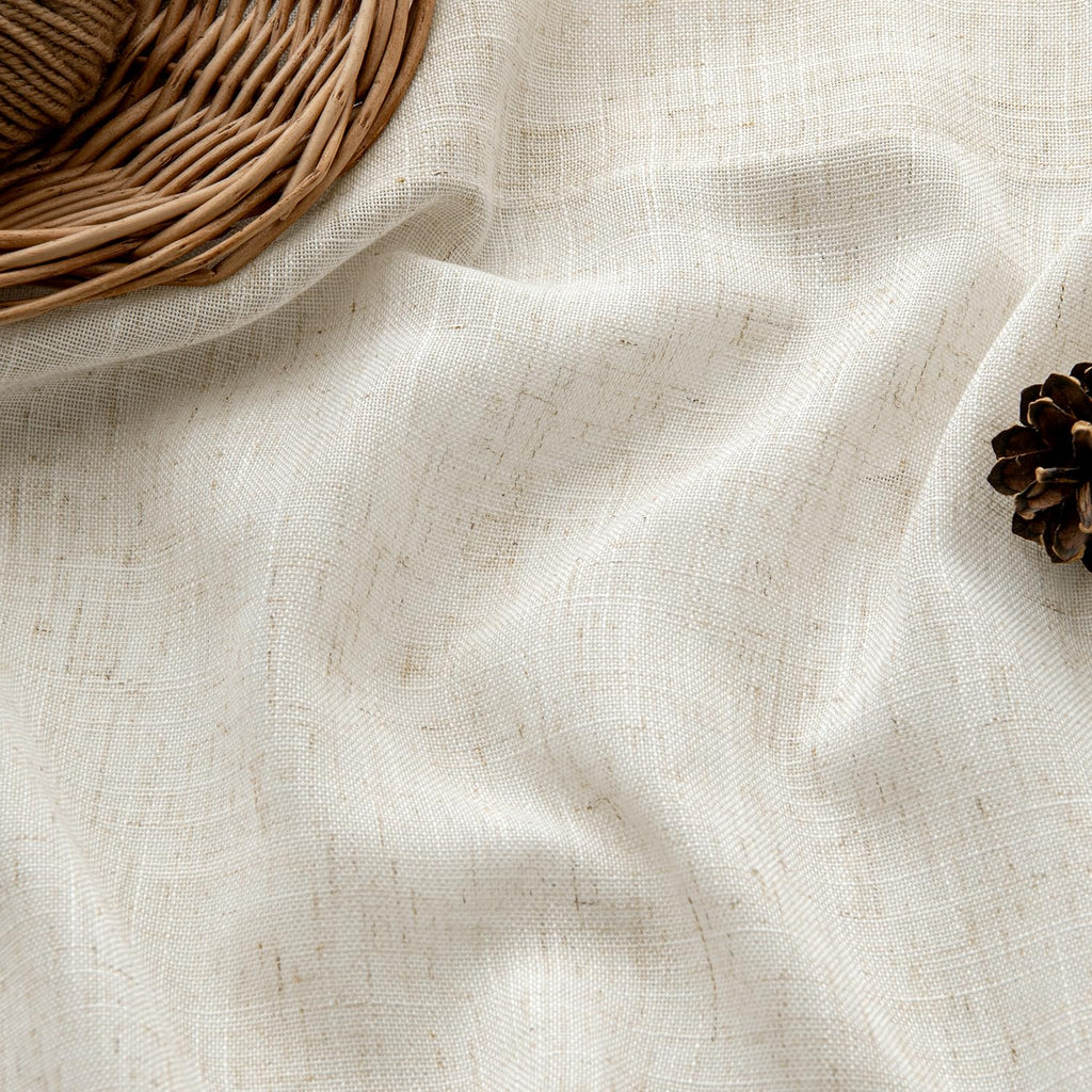 Linen Valance for Windows 2 Panels, Natural Ivory Rod Pocket Light Filtering Semi Sheer Soft Linen Window Treatment