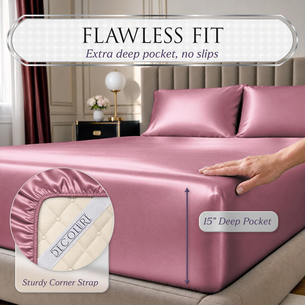 Satin Fitted Sheet Full Size | Softer Than Silk | Luxury 1 Pc Set