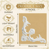 4-Pack PU Ceiling Molding Kit, 14x14 Inch French Style Corners, Decorative Wall Panels with Flowers Pattern for Accent