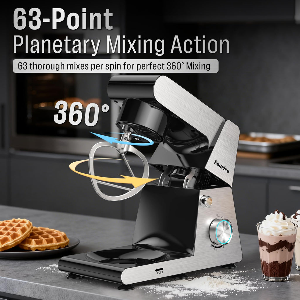 6.5QT Tilt-Head Stand Mixer, Heavy Duty Pro 10-Speed Electric Mixer, Stainless Steel Cladding & Bowl with Dough Hook