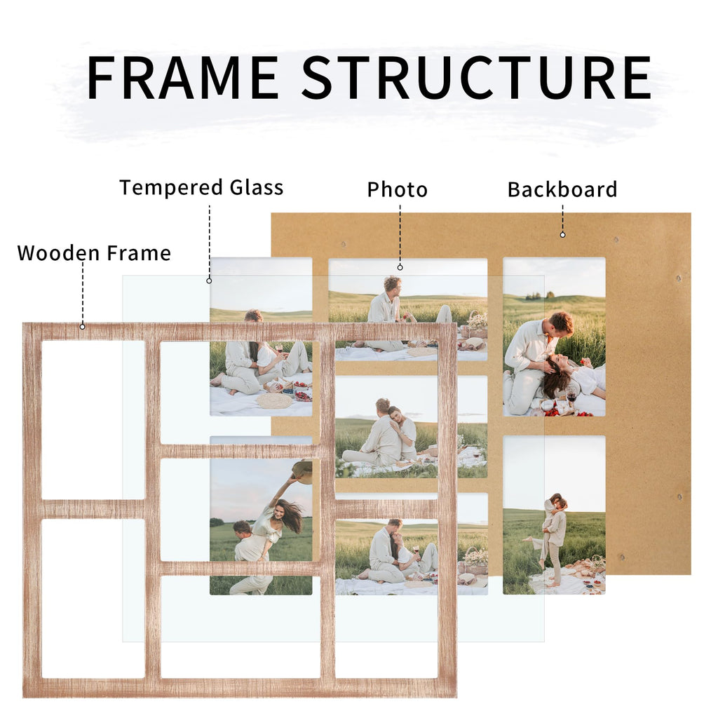 4x6 Picture Frame Collage for Wall Decor, Multiple Photo Collage Frames with Tempered Glass, 7-Opening for 4 x 6
