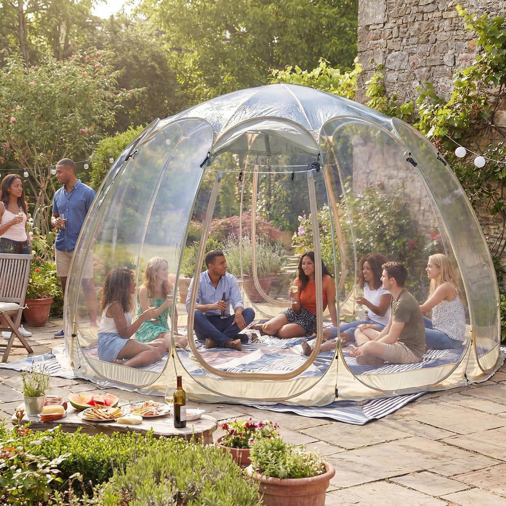 Pop Up Bubble Tent,15 x 15 ft Outdoor Greenhouse Clear Camping Shelters,8-12 Persons Igloo Tent,PVC 540°Degree Fully