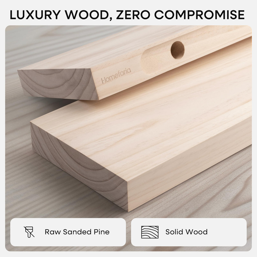 18 Inch DIY Floating Shelves, High-End Solid Pine Wood, Set of 3