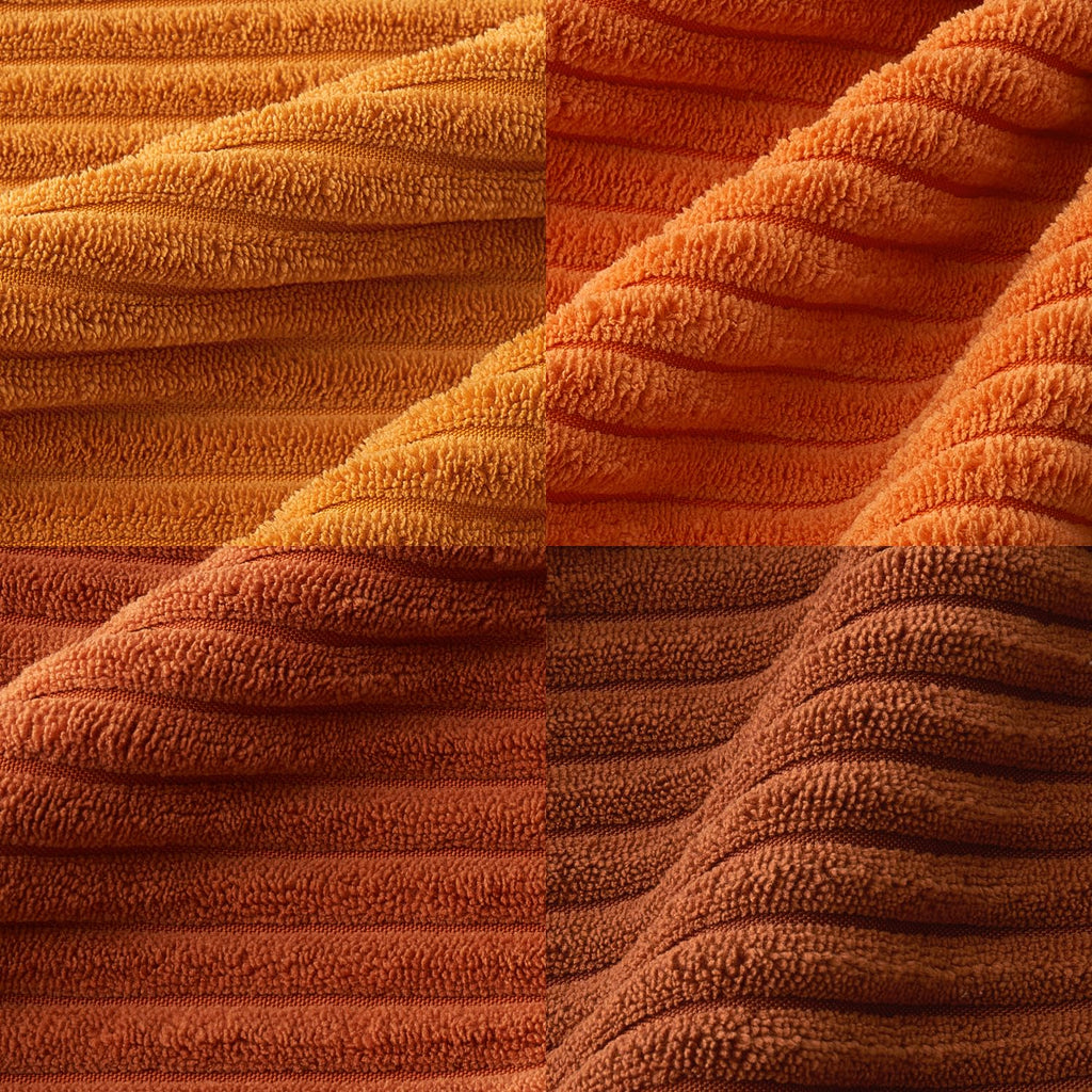 Fall Corduroy Decorative Throw Pillow Covers Orange Rust 18x18