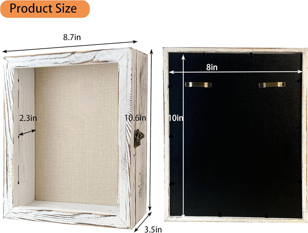 8x10 Pet Memorial Shadow Box Frame Paw Print Kit Solid Wood Pet Frame Retro White Dog Memorial Gifts for Loss of Dog