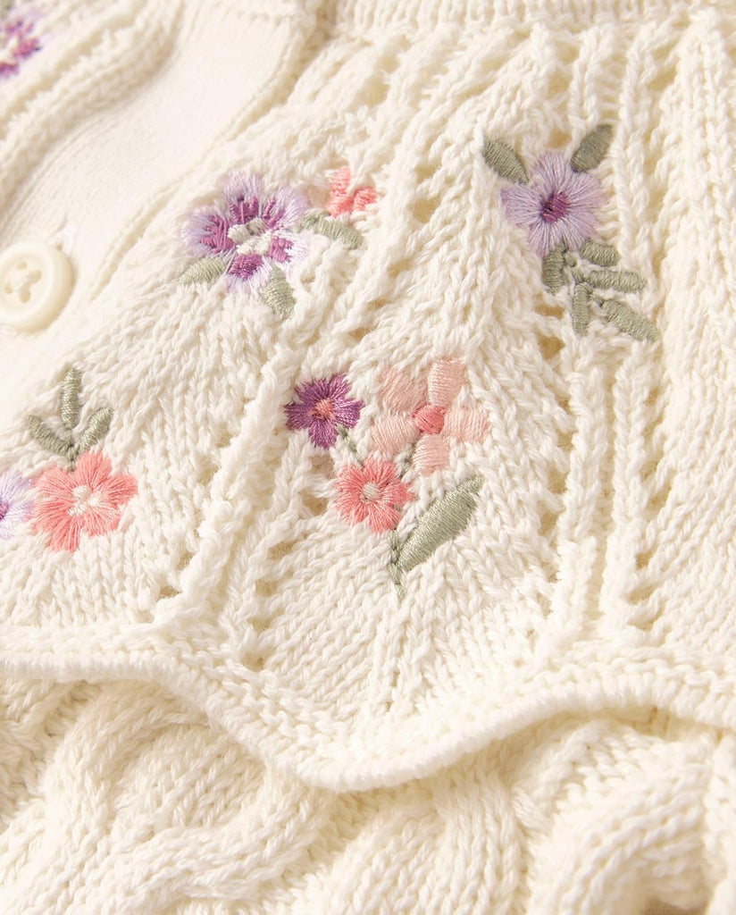 Baby Girls,and Toddler Long Sleeve Button Front Cardigan,Fair Ivory,6-9 Months