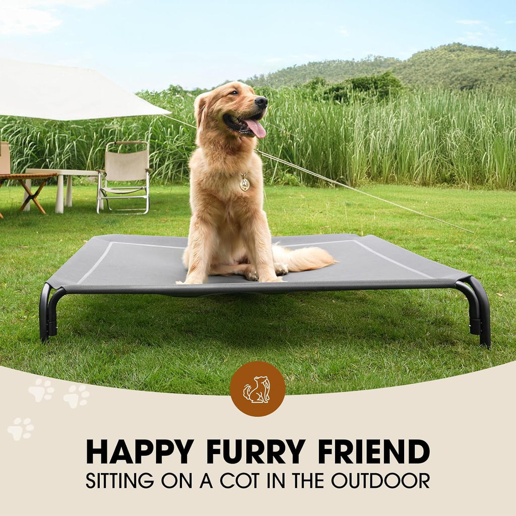 Outdoor Elevated Dog Bed for Large Sized Dogs, No-Tool Assembly.