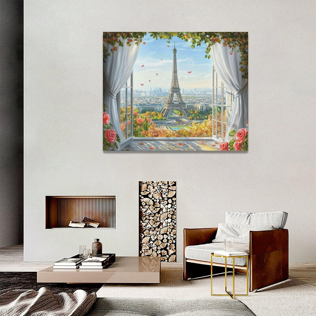 Eiffel Tower Wall Romantic Paris Pictures Wall Decor Rustic Fashion City Canvas Painting Print Flower Rose Artwork