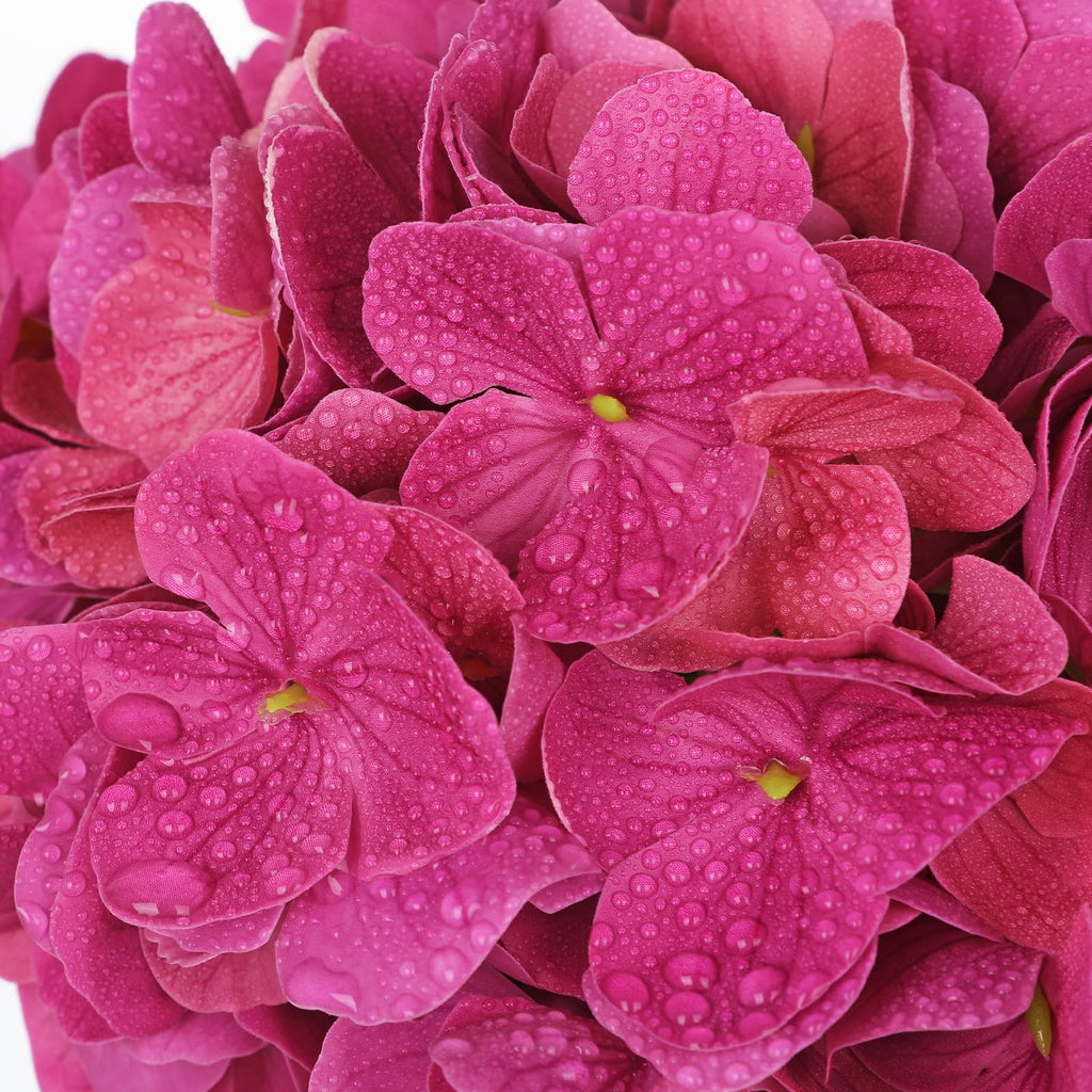 Real Touch Hydrangea with Glass Vase Rose Pink Full Latex Hydrangeas Artificial Flowers in Vase Lifelike Bouquets
