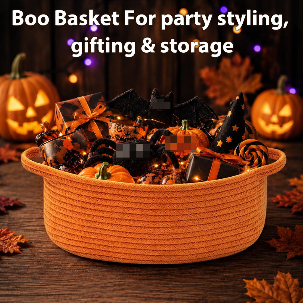 Medium Woven Rope Basket, Gift Empty Basket with Bag & Ribbon