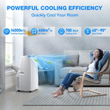 14000 BTU Portable Air Conditioner, 4-in-1 Air Conditioner Portable for Room Up to 700 Sq.Ft. with Remote, Auto Swing