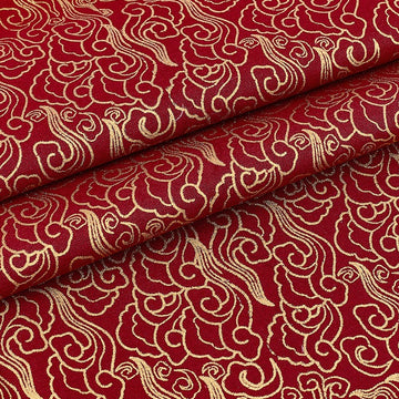 1.1 Yards x 59 Inch Red Japanese Gold Cloud Printed Fabric, Japanese Style Print Cotton Fabrics Bronzing Design for