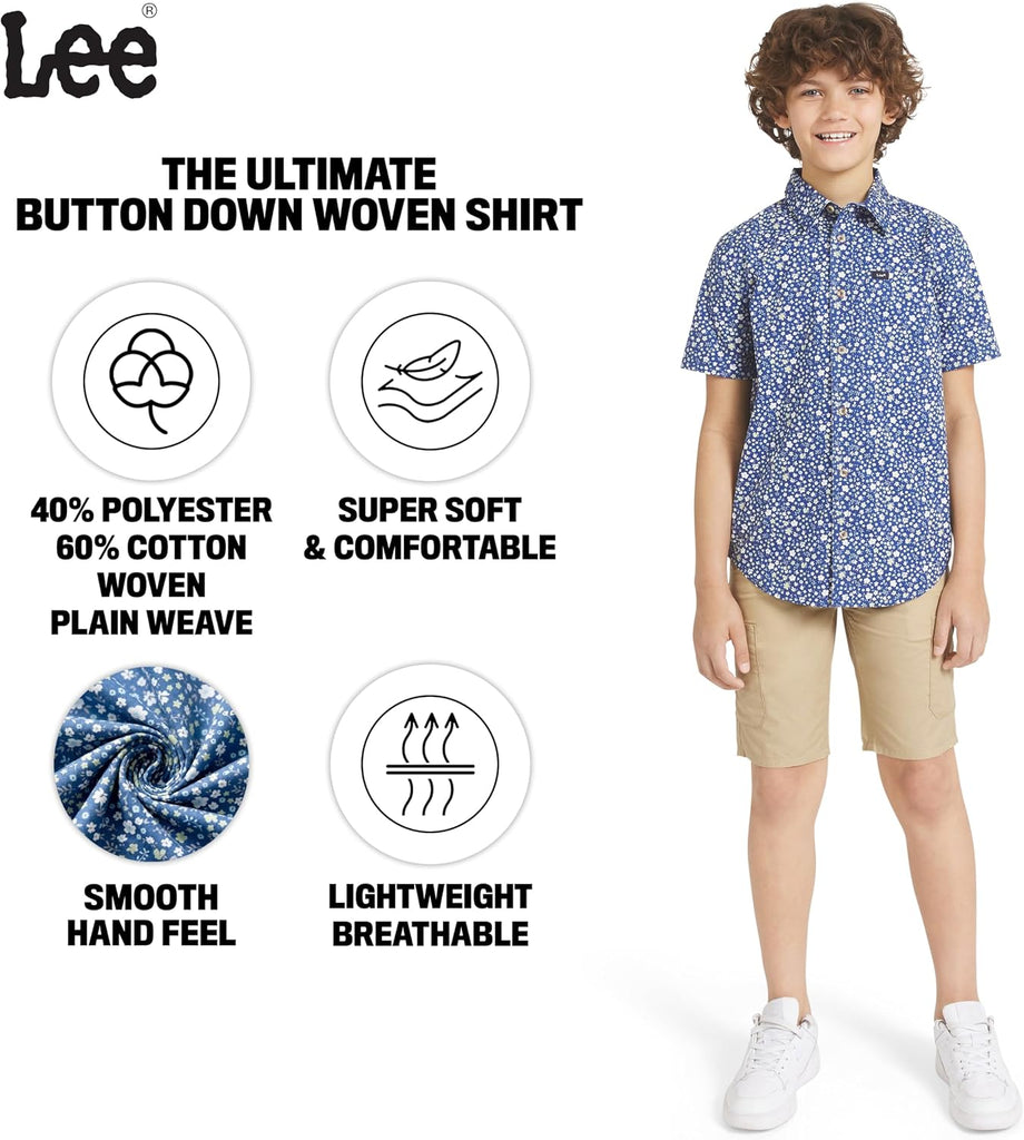 Boys Short Sleeve Printed Button Down Shirt for Kids