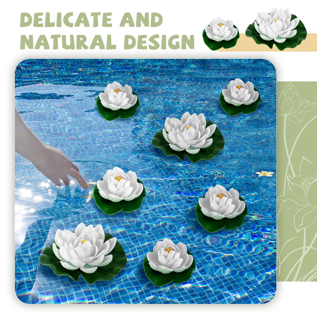 24 Pcs Artificial Foam Lotus Flower with Water Lily Pads Pool Decor