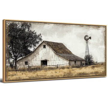 Rustic Farmhouse Wall Art Vintage Barn Windmill Canvas Prints Rural Country Painting Poster Western Landscape