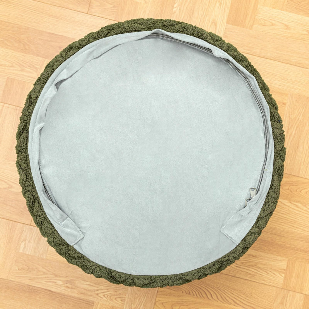 Functional Ottoman Pouf - Ergonomic Ottoman Foot Rest for Couch (Olive Green, 20x20x14 Inches, Round)