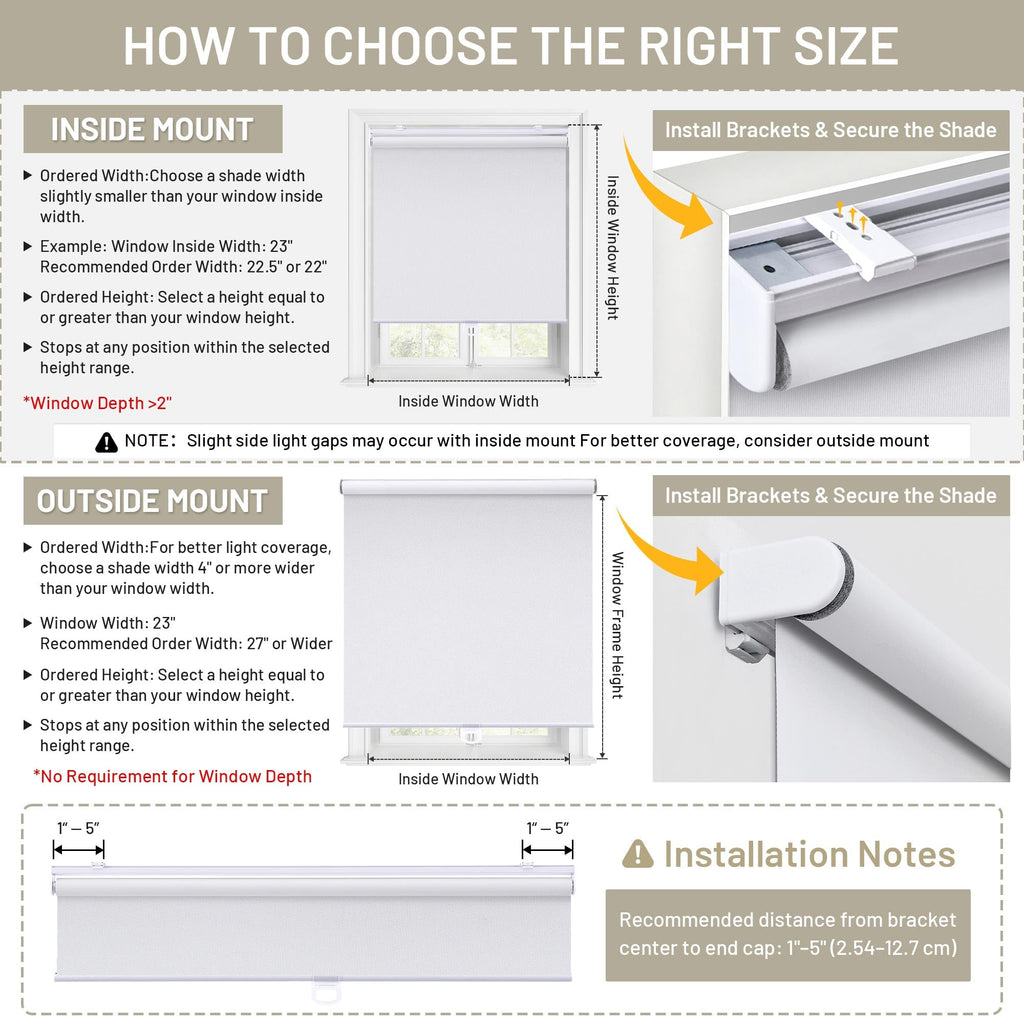 Blackout Cordless Roller Shades Blinds, White
