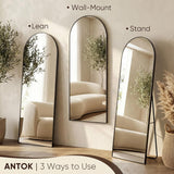 71" x28” Arched Full Length Floor Mirror, Black Aluminum Frame, Free Standing/Wall Mount/Leaning , Dressing Room