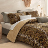 Petrichor Leopard Velvet Flannel King Comforter Set-Cheetah Print Western Blanket,Luxury Fuzzy Heavy Bedding Set,3