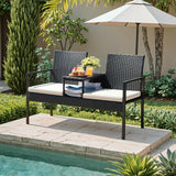 Greesum Patio Conversation Set Outdoor Wicker Furniture Sets with Soft Cushions and Built-in Coffee Table for Lawn