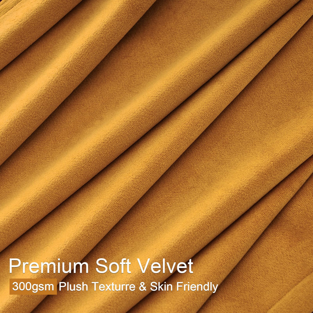 90 Inch Long Yellow Velvet Curtains Bedroom Soft Velvet Modern Luxury Elegant Decorative Drapes Darkening Blackout