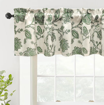 Freda Jacobean Floral Linen Blend Blackout Thermal Insulated Energy Saving Privacy Window Linen Curtain Valance Rod