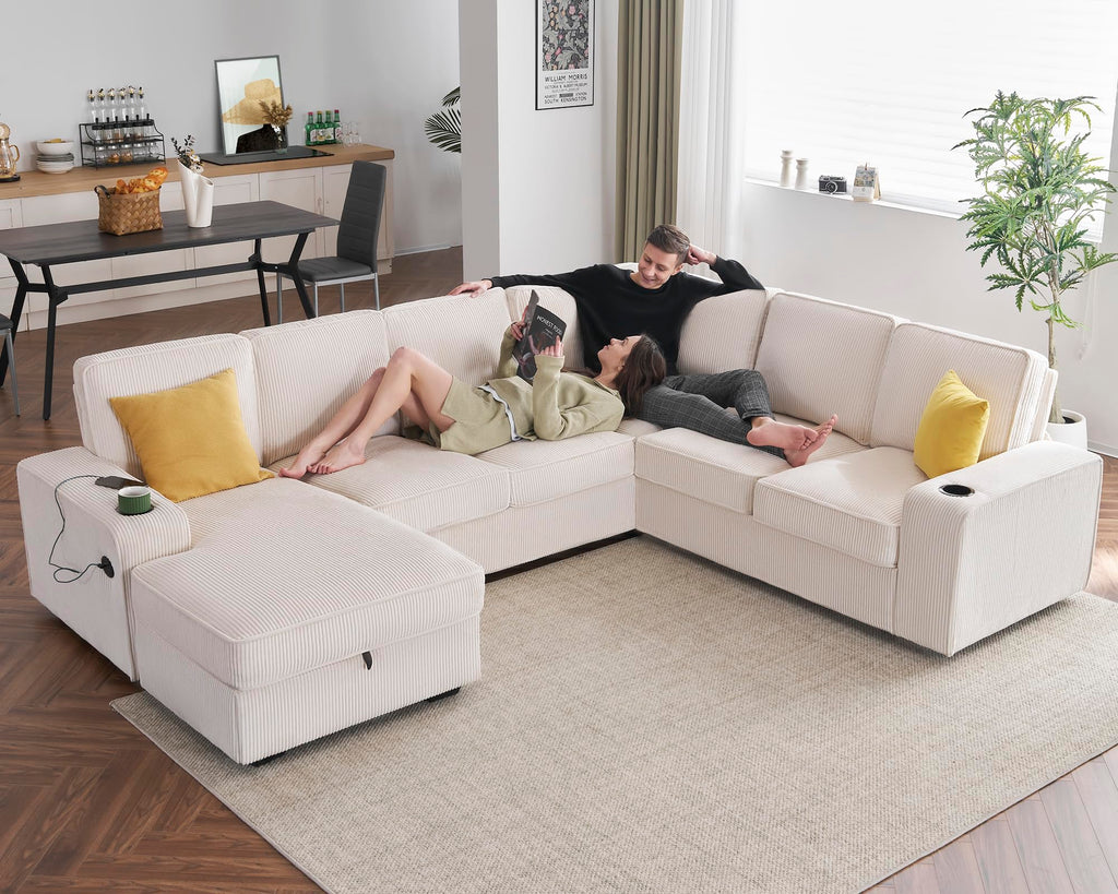 112" Sectional Couch, U Shaped Couch with Storage, Couches