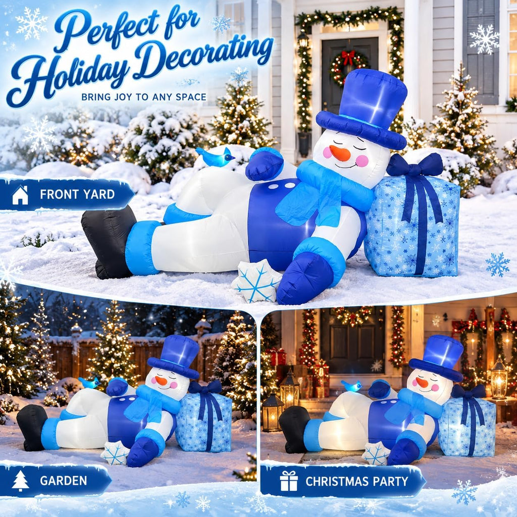 9.8FT Long Christmas Inflatable Reclining Snowman Outdoor Decorations