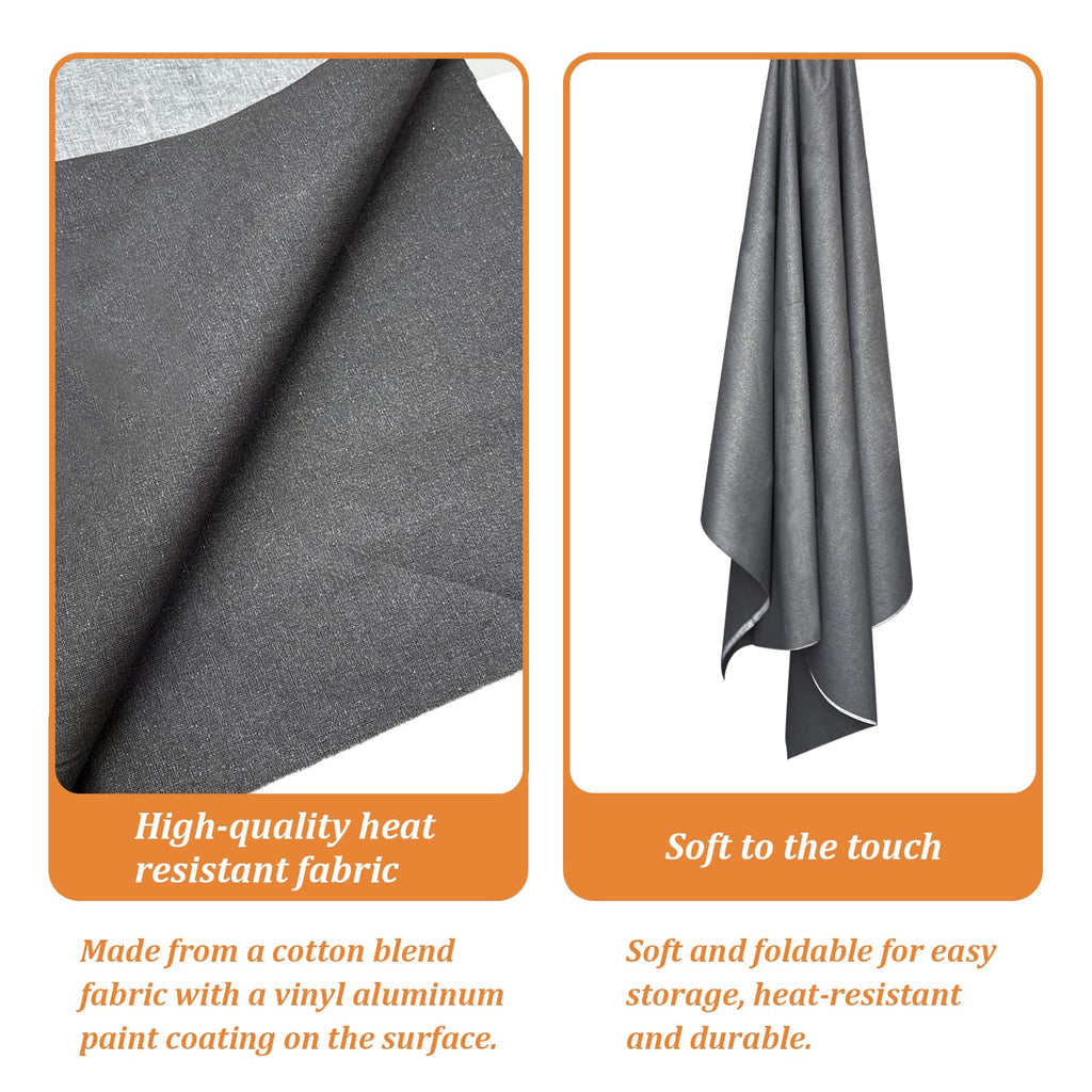 59" x 2 Yard Gray Thermal Heat-Resistant Fabric by The Yard for Ironing