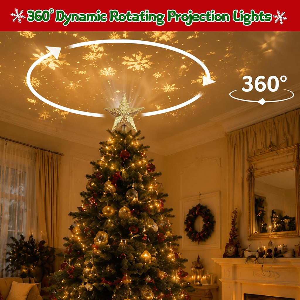 Star Tree Topper with LED Projector, 6 Projection Modes