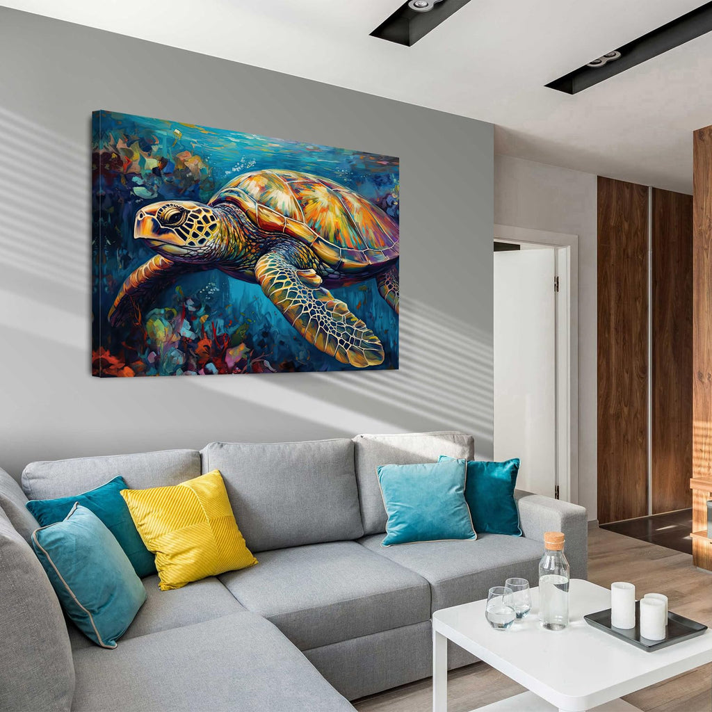 Large Sea Turtle Wall Art Nautical Beach Bathroom Wall Decor Rustic Underwater Marine Animal Canvas Prints Picture